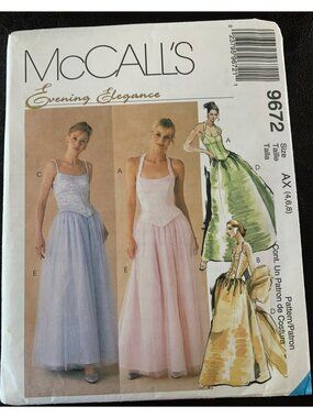 McCall's Misses Formal Shirt Skirt Stole Sewing Pattern Size 4 6 8 9672 - Uncut